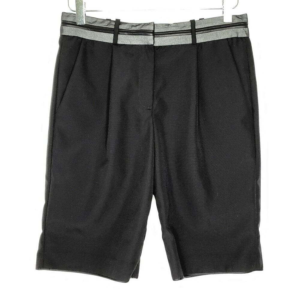 Alexander Wang High Rise Wool Bermuda Shorts 0 Black Silver